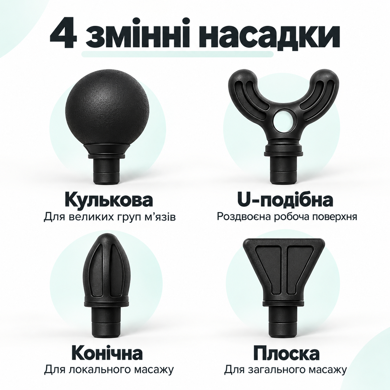 Перкусійний акумуляторний масажер 5 швидкостей Massager CY-009 + 4 насадки — фото 3
