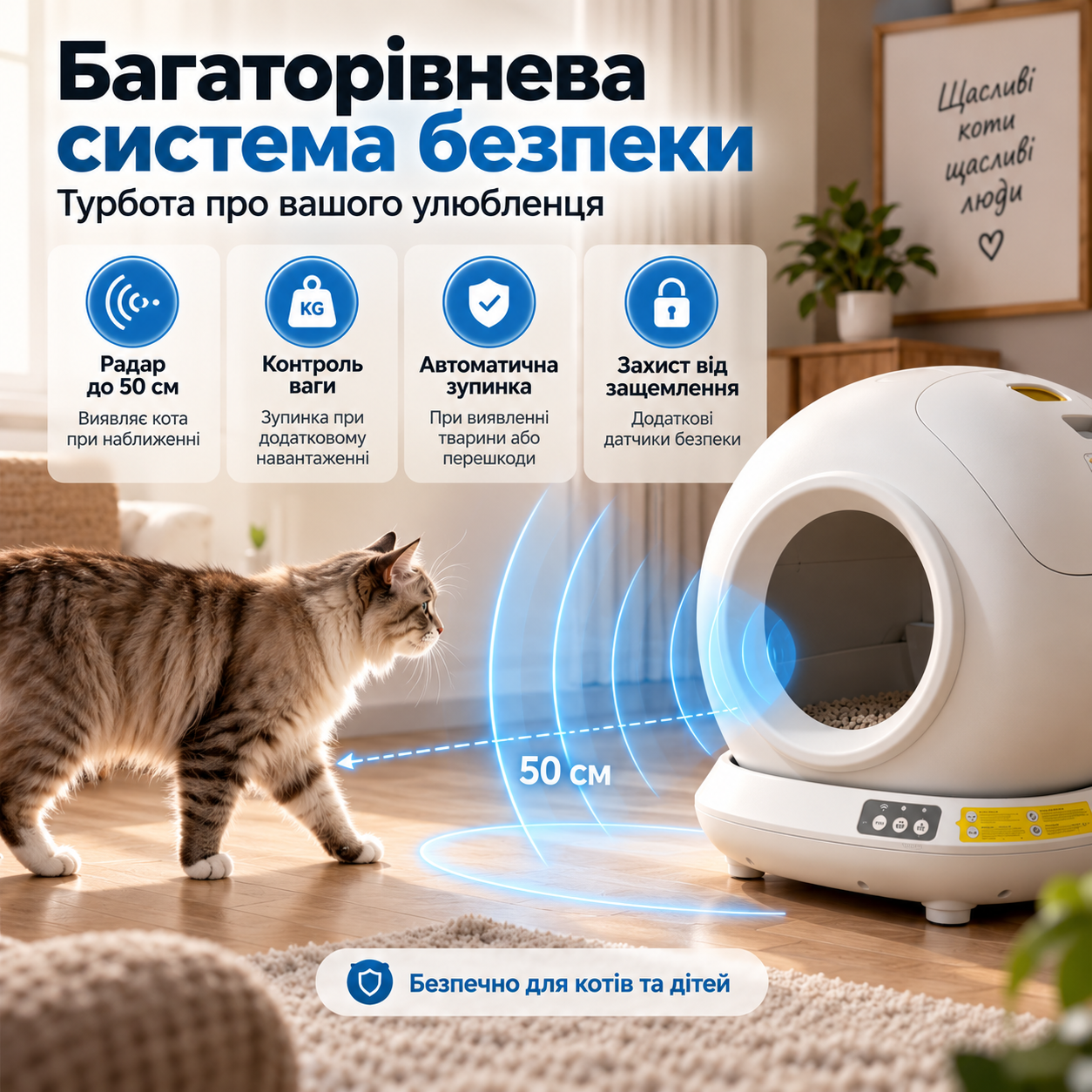 Розумний котячий лоток (TOICAT-8900) (Додаток APP, WiFi, Bluetooth) — фото 3